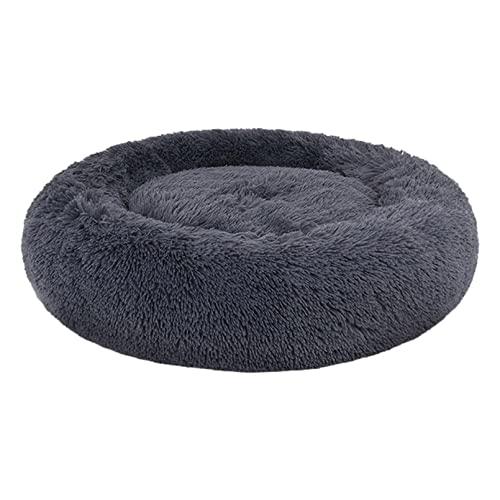 Cama Perro Gato Felpa Cama Redonda Perro Cama Donut Perro Invierno Cama Mascota Cómodo Cama Relajante Perro Grande Medianos Gatitos Cama Antiestres Perro Lavable (70cm, Gris Oscuro)
