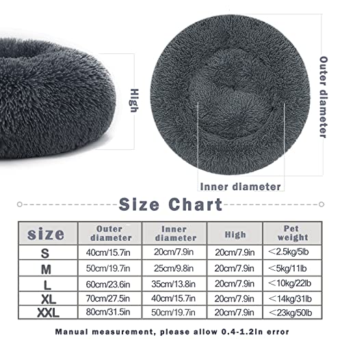 Cama Perro Gato Mediano Pequeño - Cama para Perros Gatos Redonda Antiestres Suave Lavables, Cálido Felpa Cama Cojin Interior Invierno para Perro y Gato Medianos Pequeños (L-60cm, Blanco)