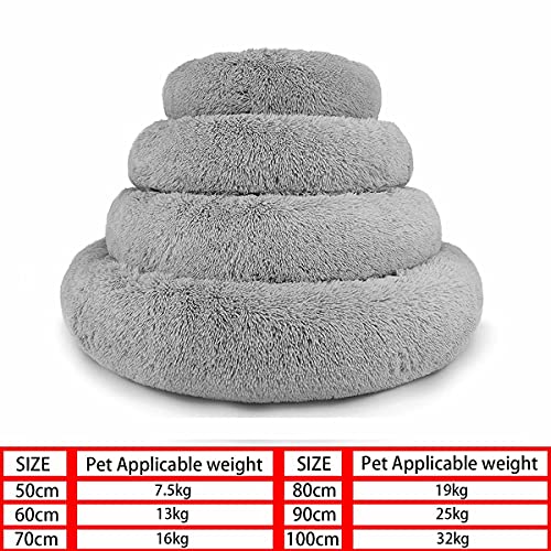 Cama Perro Grande Cama Antiestres Perro Funda Extraíble Donut Perro Cama Banda Antideslizante Parte Inferior Lavables,X/S/L/XL, Rosa/Gris Claro/Gris Oscuro/Rojo/Marrón Claro(Gris Oscuro，120cm)