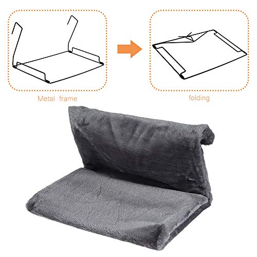 Cama Radiador para Gatos Lavable Extraíble Peluche con Estructura Metal Cama Gato Radiador Grande 46x30x25cm Cama para Radiador para Gatitos Cachorros Mascotas Pequeñas Cabe 5 Kg (Gris)