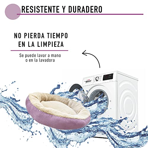 Cama Suave y Mullida para Perros y Gatos. Camita Lavable para Mascotas. Cojín para Mascotas Pequeñas o Medianas. Incluye Pelota de Tenis para Juegos. (Rosa)