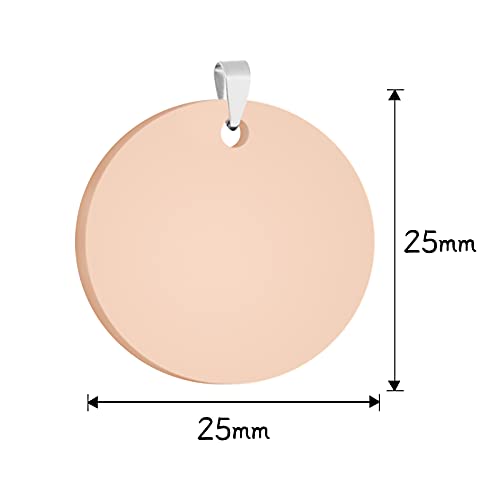 CAMAL Chapa Perro Grabada, 2 Piezas Ronda Placas para Perros y Gatos, 25mm, Chapas Personalizadas (Oro Rosa)