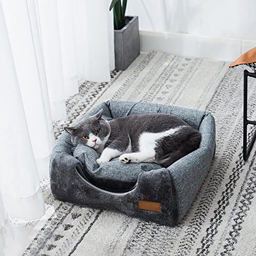 Camas para gatos para interiores, casa triangular para gatos, cerrada, transpirable, gruesa, extraíble, cojín extraíble y lavable, almohada, cama para gatos, camas, ropa de cama y muebles para gatos