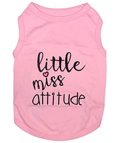 Camisas para mascotas parisinas divertidas para perros y gatos con precaución no puede controlar mi lamer, yo trabajo fuera, pequeño monstruo, WTF, Little Miss Attitude (Little Miss Attitude, XXS)