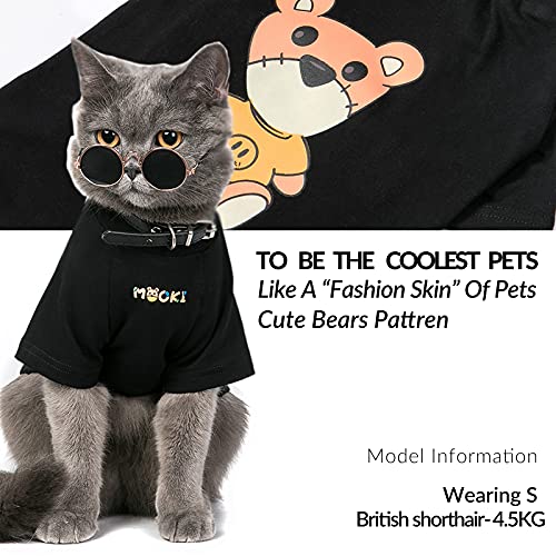 Camiseta de manga corta para perro, color negro, primavera, verano, para cachorros, pequeños, medianos, grandes, gatos, perros, con patrón de osos de diseñador, 14.99 (oso negro, 3XL)