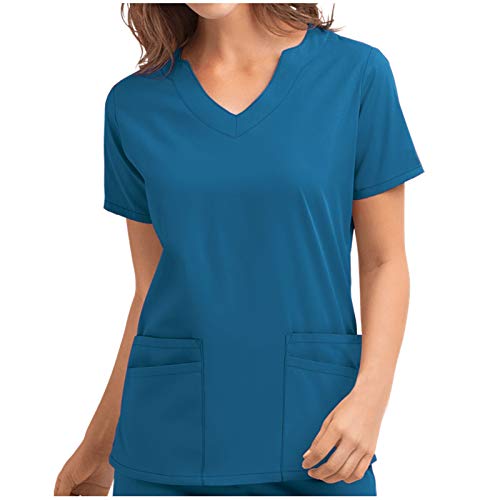 Camisetas de Manga Corta con Cuello en V para Mujer, Camisetas de Uniforme de Trabajo de enfermería Traje de Lactancia de Manga Corta y Cuello en V
