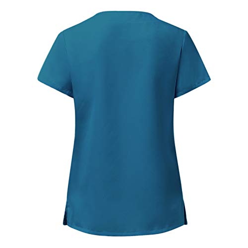 Camisetas de Manga Corta con Cuello en V para Mujer, Camisetas de Uniforme de Trabajo de enfermería Traje de Lactancia de Manga Corta y Cuello en V
