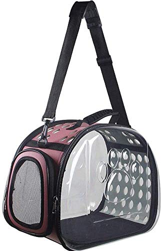 Carrito para Mascotas, Mochila para Mascotas Bolso de Hombro Diagonal portátil Plegable Bolso de Transporte Transparente para Mascotas Adecuado para Viajes al Aire Libre (Color: S | Negro) Firme