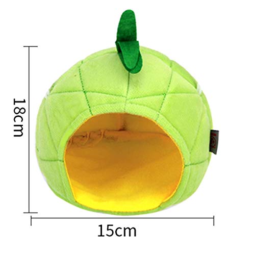 Casa de animales pequeños para mascotas con hámster para colgar en la cama, en forma de fruta, para invernadero, para erizos, chinchilla, jaula para hámster (color: verde)