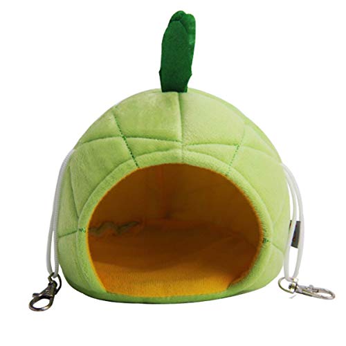 Casa de animales pequeños para mascotas con hámster para colgar en la cama, en forma de fruta, para invernadero, para erizos, chinchilla, jaula para hámster (color: verde)