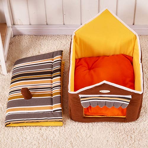 Casa Lujosa del Perro De La Cama del Gato, Casa Casera Plegable del Gato del Animal Doméstico De La Forma, Casa Suave del Gatito De La Cama del Invierno del Gatito Suave Nido De,Brown,M