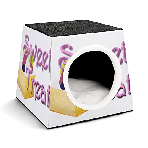 Casa Plegable para Gatos Cama Sofá Cueva para Perros diseño 3 en 1 para Mascotas pequeñas Pastel Postre Dulce