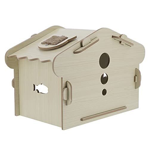 Casita de Madera para Gatos, Casita para Perros, Casita para Perros, Casita para Perros, Cesta para Gatos, Cueva para Gatos, Rascador para Gatos, Cartón con Puertas Y Ventanas Laterales para Uso Inter
