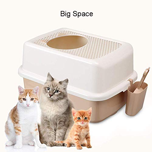 Cat Litter Box Fácil De Limpiar Protege El Suelo Y La Alfombra De Arena Para Gatos Con Capucha Grande Inodoro Para Gatos Cerrado Contra Salpicaduras Con Pala Y Cubo 57 5 * 40 5 * 33 Cm D-mi