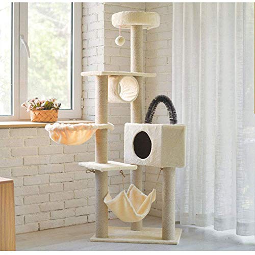 Cat Tree Sisal Scratching Post Kitten Furniture Plush Condo Playhouse with Dangling Toys Cats Activity Centre(A)