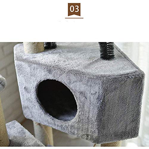 Cat Tree Sisal Scratching Post Kitten Furniture Plush Condo Playhouse with Dangling Toys Cats Activity Centre(B)
