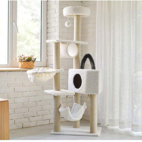 Cat Tree Sisal Scratching Post Kitten Furniture Plush Condo Playhouse with Dangling Toys Cats Activity Centre(B)