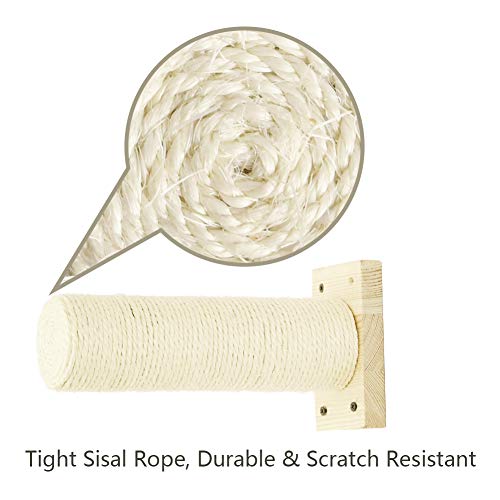 CAThrone 3 Piezas montado en la Pared Raspador Gato Poste de rascar Postes rascadores de sisal con Base, Perchas de estantería para Gatitos Estantes para trepar Kitty Peldaños y escaleras, 25cm