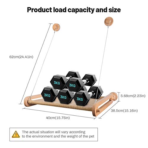 CATISM Madera Hamaca de Ventana para Gatos Cama para Gatos Ventana Perca de Ventana para Gato con 4 ventosas Grandes para Tomar la Siesta y Tomar el Sol, Soportar hasta 15kg
