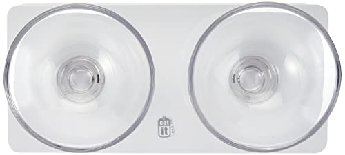 Catit Design Contemporary - Cenador Doble de Cristal Elevado, Multiusos, Color Blanco