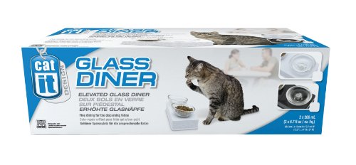 Catit Design Contemporary - Cenador Doble de Cristal Elevado, Multiusos, Color Blanco