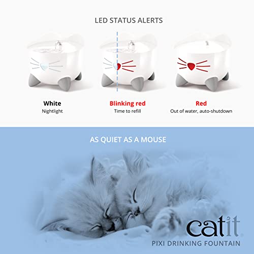 Catit Pixi Bebedero fuente de acero inoxidable para Gatos, 2.5 l, Blanca