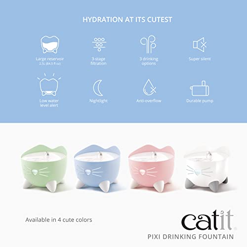 Catit Pixi Bebedero fuente de acero inoxidable para Gatos, 2.5 l, Blanca