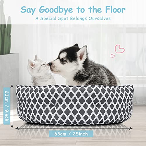 CatRomance Cama para Perros y Gatos Grandes de Cálida 63cm de Diámetro, Sofá Cama para Mascotas Lavable con Suave Cojín Desmontable para Gatos Grandes, Perros Pequeños y Medianos, 63x63x23 cm