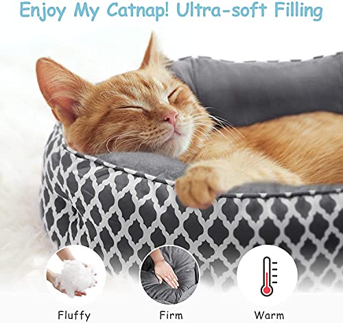 CatRomance Cama para Perros y Gatos Grandes de Cálida 63cm de Diámetro, Sofá Cama para Mascotas Lavable con Suave Cojín Desmontable para Gatos Grandes, Perros Pequeños y Medianos, 63x63x23 cm
