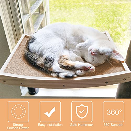 CatRomance Hamaca de Gato para Ventana, Hamaca para Rascador de Gatos con Ventosa de Perilla Resistentes para Mascotas, Grandes para Tomar la Siesta y Tomar el Sol, Soportar hasta 18kg