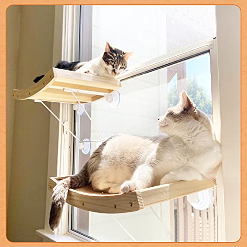 CatRomance Hamaca de Gato para Ventana, Hamaca para Rascador de Gatos con Ventosa de Perilla Resistentes para Mascotas, Grandes para Tomar la Siesta y Tomar el Sol, Soportar hasta 18kg