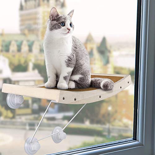 CatRomance Hamaca de Gato para Ventana, Hamaca para Rascador de Gatos con Ventosa de Perilla Resistentes para Mascotas, Grandes para Tomar la Siesta y Tomar el Sol, Soportar hasta 18kg