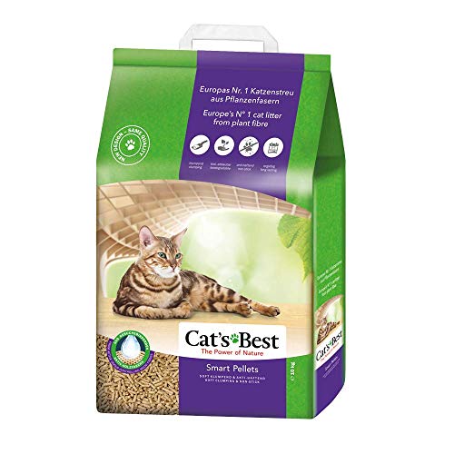 Cat's Best Arena para Gatos Aglomerante Smart Pellets (10 kg). Tierra para Gatos de hasta 7 Semanas de Uso. Lecho para Gatos Natural Absorbente.