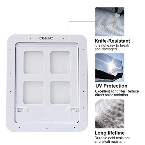 CEESC Puerta mosquitera para Perros (tamaño Exterior 43 cm x 37 cm), Puerta mosquitera para Mascotas con Cerradura para Perros y Perritos, Puerta para Perros para Puerta mosquitera (L, Blanca)