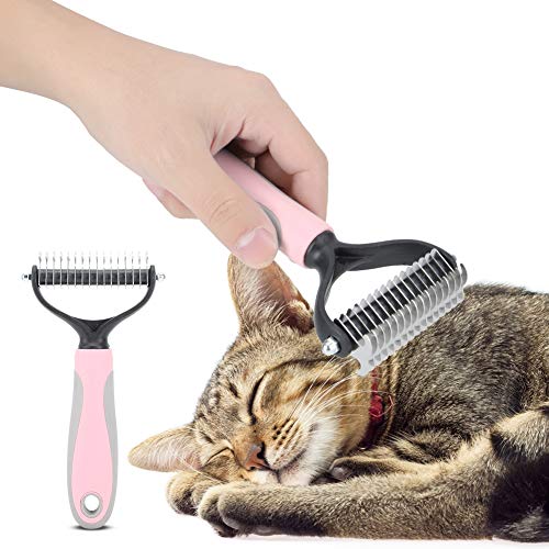 Cepillo De Aseo Para Mascotas Herramientas De Aseo Para Perros Y Gatos De Doble Cara Quita Eficazmente El Pelo De Gatos Y Perros Peine Para Mascotas Protege El Cepillo De Pelo Para Mascotas (Rosa)
