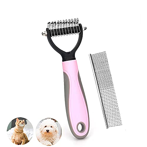 Cepillo De Aseo Para Mascotas Herramientas De Aseo Para Perros Y Gatos De Doble Cara Quita Eficazmente El Pelo De Gatos Y Perros Peine Para Mascotas Protege El Cepillo De Pelo Para Mascotas (Rosa)