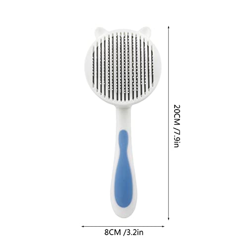 Cepillo para gatos y perros, autolimpiable, cepillo para mascotas, cepillo para el cuidado de las mascotas, con limpieza para pelo largo y corto, masajear (azul)