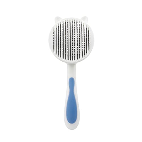 Cepillo para gatos y perros, autolimpiable, cepillo para mascotas, cepillo para el cuidado de las mascotas, con limpieza para pelo largo y corto, masajear (azul)