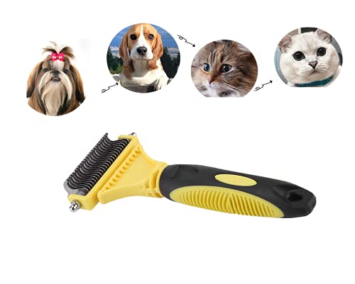Cepillo perro,Cepillo gatos,peine perro,Peine perro gato, Rastrillo perro cepillo deslanador perros,12 + 23 peine de acero inoxidable para mascotas de doble cara.