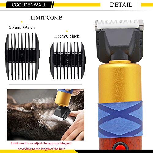 CGOLDENWALL Cortapelo para Mascotas 200W - Bajo Ruido y Vibración - Clippers para Animal Profesional con Cable de 3m Ideal para Conejo/Perro/Gato/Oveja y Otros Animales