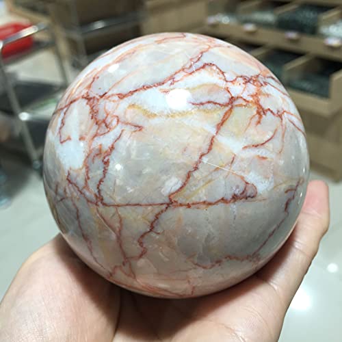 CHANWA Red Natural Red Ball Reiki Curación Sala De Decoración, Decoración del Hogar, Muebles De Acuario Cristal de curación Natural (Size : 400-450g)