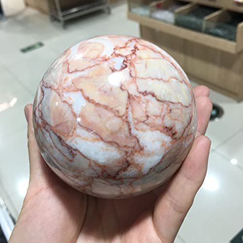 CHANWA Red Natural Red Ball Reiki Curación Sala De Decoración, Decoración del Hogar, Muebles De Acuario Cristal de curación Natural (Size : 400-450g)