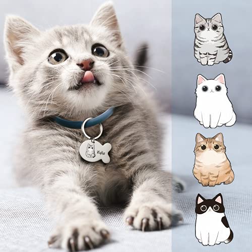 Chapa Identificativa Grabada Placas para Gatos con Nombre Telefono Personalizado Etiquetas de Identificación de Acero Inoxidable para Gato