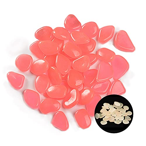 CHIKIXSON Piedras Luminosas, 100 Piezas de Guijarros Decorativos Luminosos Coloridos para Jardines, Pasillos de Patio, Acuarios, Tanques de Peces, Jarrones (Rosa)