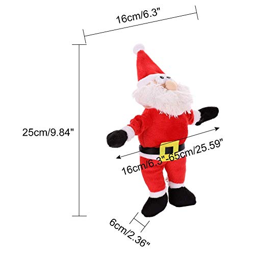 Christmas Dog Juguete de Navidad para Perro de Felpa de Papá Noel Seguro para Masticar, Juguete elástico y cómodo