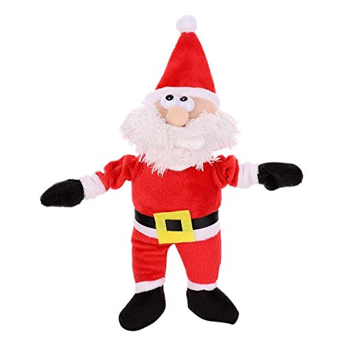 Christmas Dog Juguete de Navidad para Perro de Felpa de Papá Noel Seguro para Masticar, Juguete elástico y cómodo