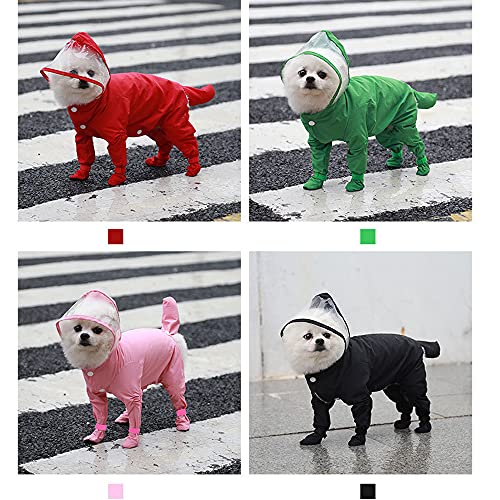 Chubasquero para perro Onesie impermeable EVA con capucha chaqueta de lluvia y botas de lluvia Mono Poncho para gatos perros pequeños (M-Verde)