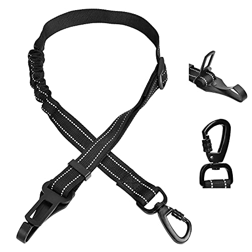 Cinturón de Seguridad para Perros,Cinturón Perro Coche 3 en 1, cinturón de Seguridad Ajustable elástico para Perros con absorción de Impactos,Adecuado para Perros,Gatos y Todo Tipo de Coches(Negro1)
