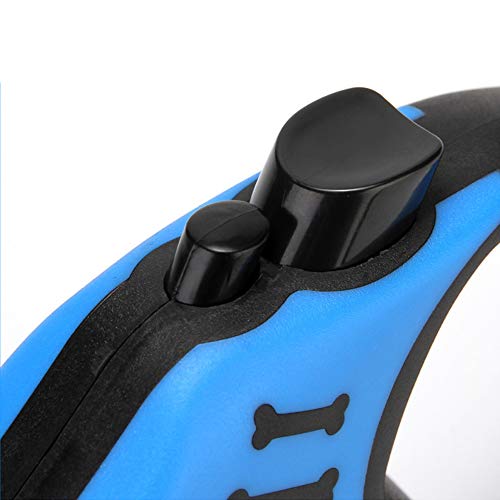 CINY Correa Retráctil para Perros, Correa Telescópica para Mascotas Perro Pequeño y Mediano, Cuerda De Tracción para Gatos Sin Enredos, Fácil Bloqueo y Freno, Mango Resistente, Azul (Extensible 3 m)