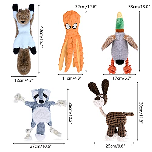 CITAMAMA Juguete para Perro Chirriante, 5 Paquete Juguetes con Sonido para Perros Juguetes de Peluche para Juguete para Masticar Cachorros Juego Interactivo para Perros